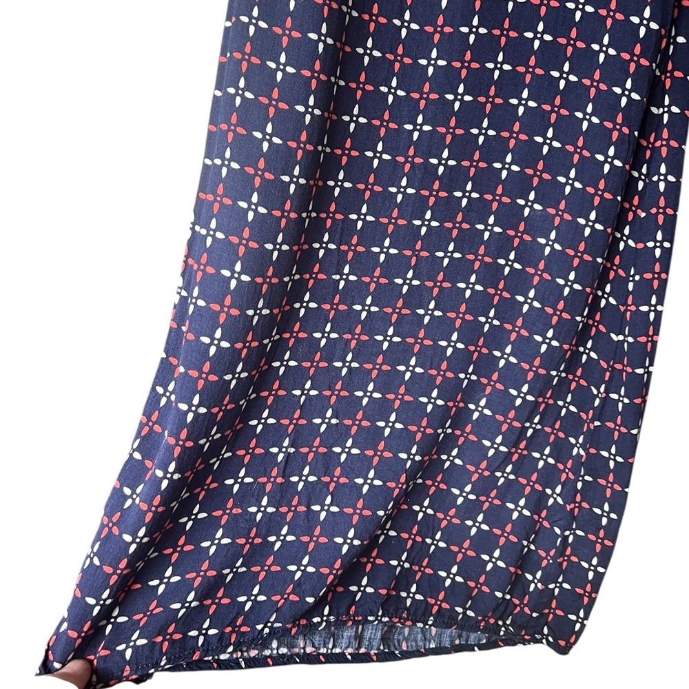 Anthropology Cartonnier navy rayon wide leg palazzo pants with geometric print - Picture 6 of 11